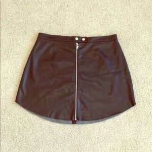 Black faux leather mini skirt